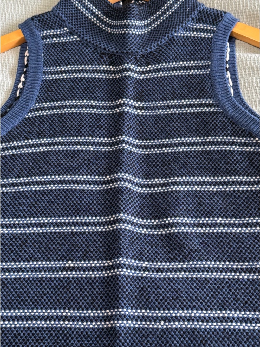White House Black Market Navy and White Striped Sleeveless Knit Midi Dress